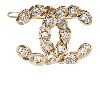 Chanel B19S Embellished CC Hair Pin, £695, Accessories, Gold, Brass, Front view